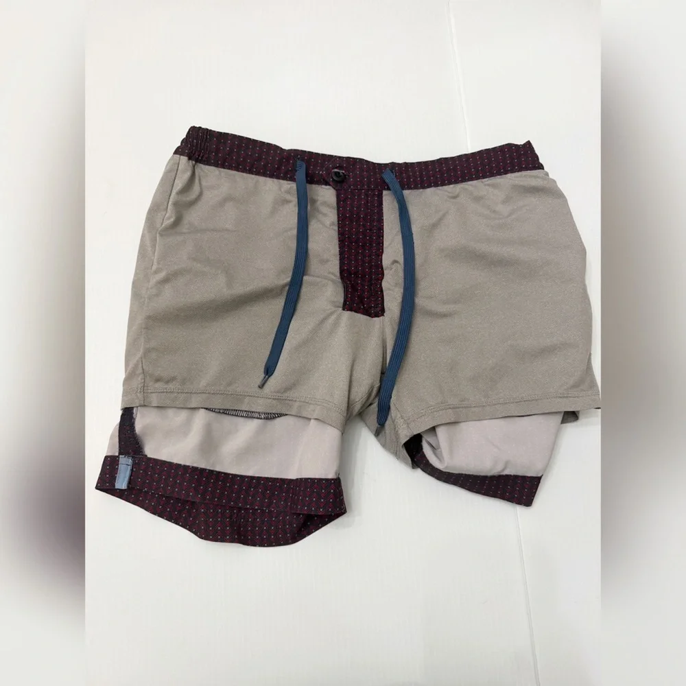 Fair Harbor Liner Red Blue Swim Active Shorts - 30